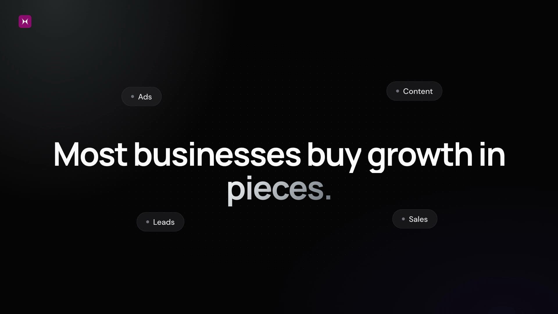 Most businesses buy growth in pieces. The opening frame of the XMA film.